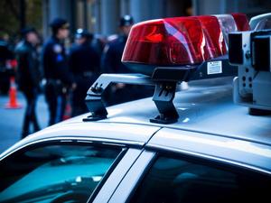 Close up of lights on police car