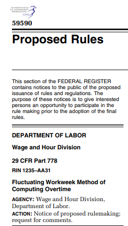 Screen clip from Notice of Proposed Rulemaking